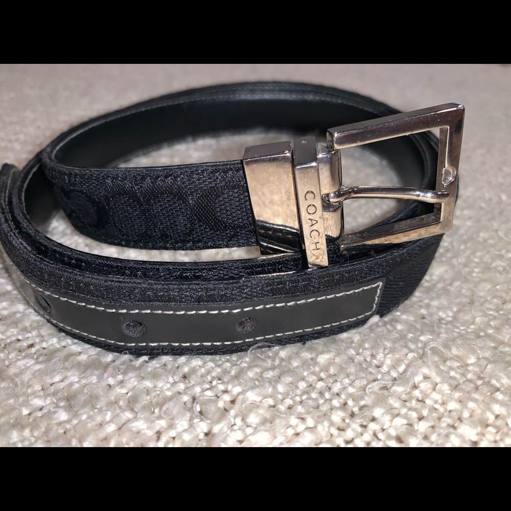 Coach black fabric logo belt